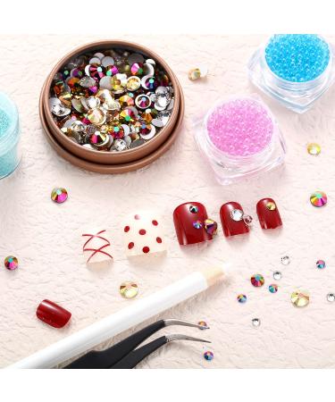 2000 Flat Back Gems Rhinestones Set with Tweezer and Pen - 6 Sizes (1.5-6 mm) Round Crystal Rhinestones for Crafts, Nails, Clothes, Shoes - Metallic Sunshine - Buy Online on SooperMarket.com