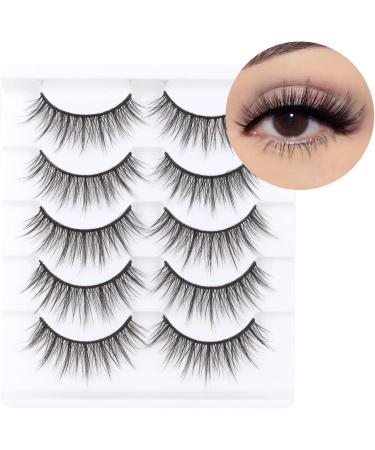 Glowingwin Short Wispy False Eyelashes - 5 Pairs | Natural Look, Reusable Mink Lashes - 3D Faux Mink | Fluffy Strip, Fake Lashes - S024 - Buy Online on SooperMarket.com