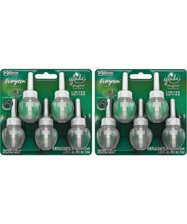 Glade Plugins Scented Oil Refills - Limited Edition Holiday Collection - Icy Evergreen Forest - 5 Count Oil Refills Per Package - Pack of 2 Packages