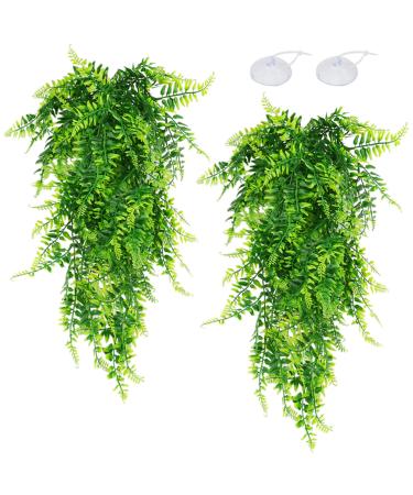 Hanging plant terrarium accessories quozuo 2pack artificial hanging plants reptiles tank living space decorations artificial hanging plant for beard dragons lizards geckos snake pets