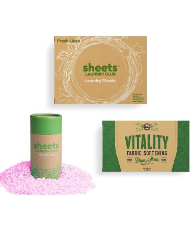 Sheets Laundry Club All In One Laundry Kit: 50 Fast Dissolving Fresh Linen Sheets, Lavender Scent Booster, Plant Based Dryer Sheets - Buy Online on SooperMarket.com