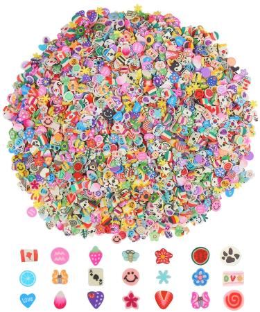 CCINEE Nail Art Slices 3D Assorted Fruit Slices Animal Flower Polymer Clay Slices for Slime Craft 4500PCS 1/5 Inch Style 1