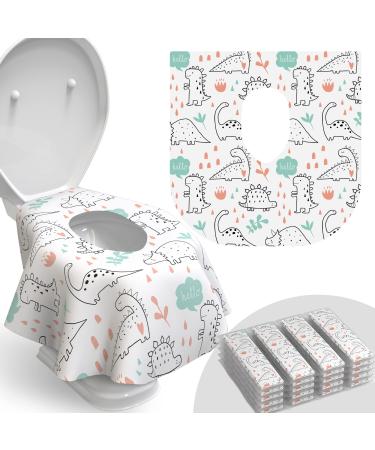 Toilet Seat Covers Disposable - 20 Pack - Waterproof, Ideal for Kids and Adults  Extra Large, Individually Wrapped for Travel, Toddlers Potty Training in Public Restrooms (Dinosaurs, 20) Dinosaurs 20 Count (Pack of 1)