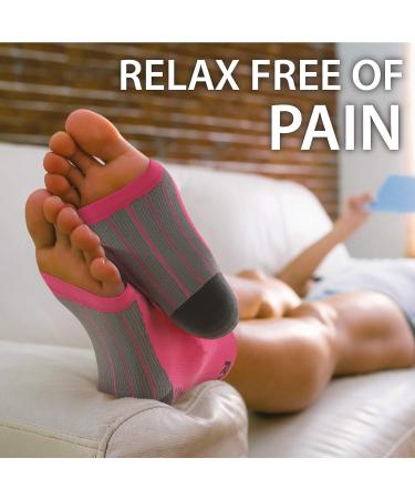 Rymora Plantar Fasciitis Support Socks - Large Arch Compression Socks for Men and Women - Pink (One Pair) - Size Large (25-29cm) - Buy Online on SooperMarket.com