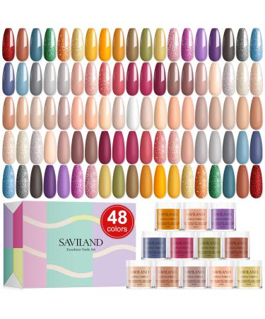 Saviland Acrylic Powder Set Starter - 48 Colors Acrylic Powder for Nails West Coast Set Professional Polymer Long Lasting for Nail Extension Home DIY & Nail Salon 2022 Gift for Ladies A5-West Coas 48