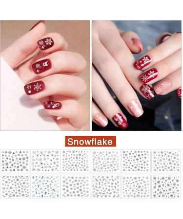 24 Sheets Christmas Nail Art Stickers - Self-Adhesive 3D Snowflake & Santa Gel Decals with Tweezers - Perfect for Christmas Parties - Gold - Buy Online on SooperMarket.com