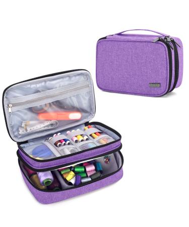 Luxja Sewing Accessories Organizer  Double-Layer Sewing Supplies Organizer for Needles  Scissors  Measuring Tape  Thread and Other Sewing Tools (NO Accessories Included)  Purple Small Purple
