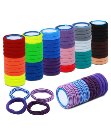 100 colored hair tie for girls and women.Elastic comfortable and high quality.Hair bands in 16 colors with 4 patterns for daily use 100 pieces (1 Pack)