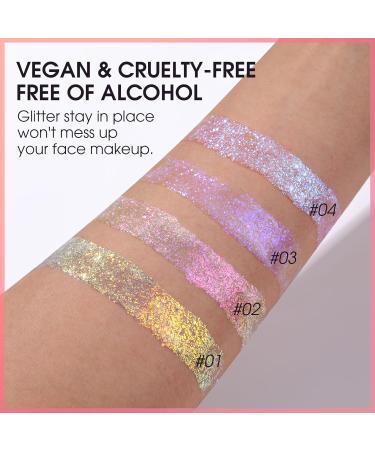 MIELIKKI Glitter Gel for Face & Body | Holographic Sparkling Shimmer Gel | Festival Rave Makeup & Accessories | Reflective Diamond Pigment for Eyes Lips Hair & Nails #02 - Buy Online on SooperMarket.com