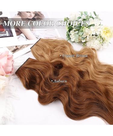 MORICA 20 Inch Invisible Wire Hair Extensions | Auburn Halo Hairpiece - Long Wavy Synthetic Hair | Adjustable Size & 4 Secure Clips for Women - Buy Online on SooperMarket.com
