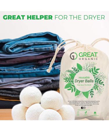 6 XL Organic Tumble Dryer Balls - 100% New Zealand Wool | Eco-Friendly Fabric Softener - Buy Online on SooperMarket.com
