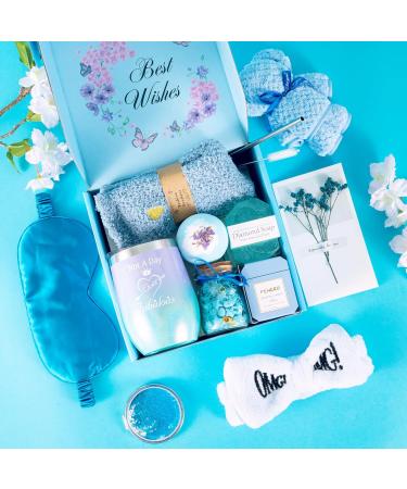 Unique Birthday Gifts for Women | Blue Gift Basket & Relaxing Gift Set for Friends & Family - Buy Online on SooperMarket.com