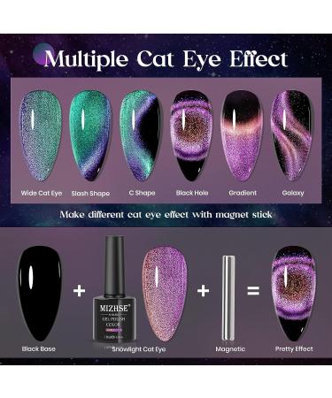 MIZHSE 9D Cat Eye Gel Nail Polish Set - 2 Pcs Chameleon Magnetic Galaxy Cateye Manicure Kit - 10ML Green - Buy Online on SooperMarket.com