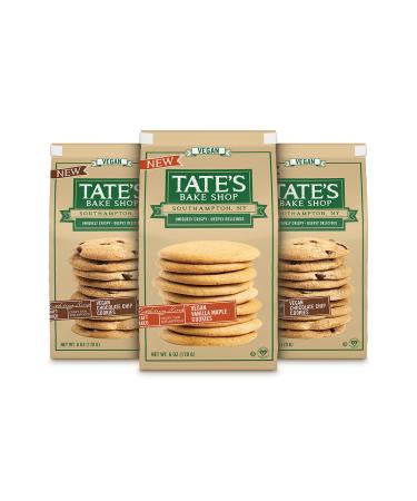 Tate's Bake Shop Vegan Cookie Variety Pack, Vegan Chocolate Chip Cookies and Vegan Vanilla Maple Cookies, 3 - 6 oz Bags