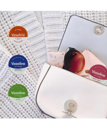 Vaseline Lip Balm - Petroleum Jelly - Lip Therapy - Original Coco Butter Alo VeraAnd Rosy 20g Tin - Soothes Dry Lips - Pack Of 4 - Buy Online on SooperMarket.com
