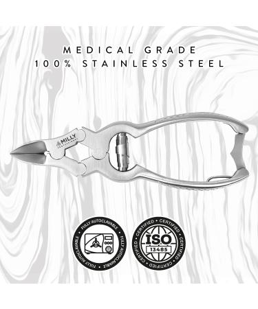 MILLY German Steel Professional Toenail Clippers for Thick and Hard Toenails - Heavy-Duty Hammer Forged Design (Silver) - Buy Online on SooperMarket.com
