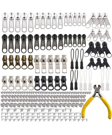 Meikeer 252 Pieces Zipper Repair Kit Replacement Zipper  Zipper Pulls  Installation Tools for Bags Tents Luggage Sleeping Bag Jacket Outdoor