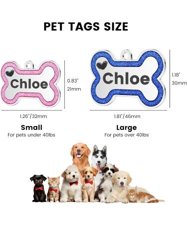 Yhananti Personalized Dog ID Tag - Engraved Glitter Bones Pendant for Small to Medium Dogs - Custom Stainless Steel Dog Tag with Name Phone & Address (Black Small) - Buy Online on SooperMarket.com