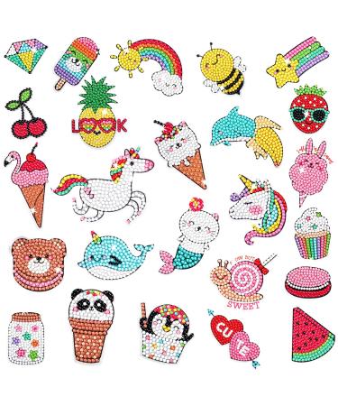 Cymbana 5D Diamond Painting Stickers Kits 25 Pcs Diamonds Dots Arts and Crafts for Kids Ages 6-8 8-12 Contains Unicorn  Mermaid  Cat Unicorn (25 Pcs)