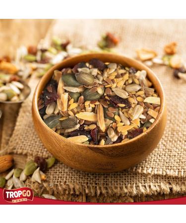 Tropgo Omega Mix 200g - Premium Nuts Seeds and Dried Fruit in Resealable and Recyclable Tub - Contains Fibre Protein and Essential Minerals - Wholesome Trail Mix - Healthy Snacks for All Ages - Buy Online on SooperMarket.com