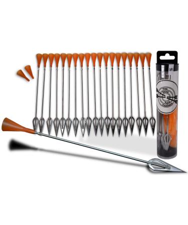 FSFF .625 Blowgun Darts Whisper Razor Dart widest sharpest broadhead darts, 20 pack big 8.25 cold dart for 0.625 bore blowguns steel blade high visibility fletched accurate cone