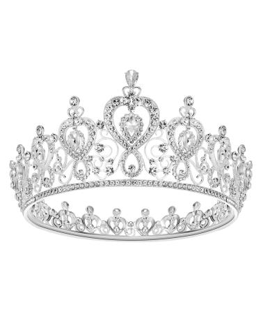 SWEETV Princess Tiara Crown for Women Girls  Silver Wedding Tiara for Bride Crystal Bridal Hair Accessories for Quinceanera Prom Pageant Birthday Party 1. Silver