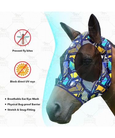 Harrison Howard Super Comfort Stretchy Fly Mask with UV Protection & Breathability - Large Eye Space Graffiti Mix (L) - Buy Online on SooperMarket.com
