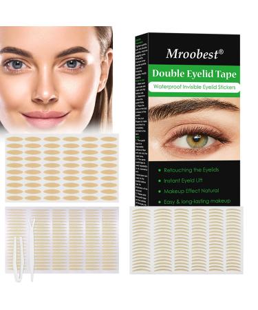600 pieces of slide stripes loophola tapes eyelid stripes eyelid adhesive tape double-side eyelid tapes invisible double eyelid stripes with fork rods tweezers 600PCs