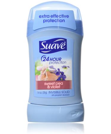 Suave Deodorant 2.6 Ounce 24Hr Sweet Pea & Violet Invis. Solid (76ml) (2 Pack)