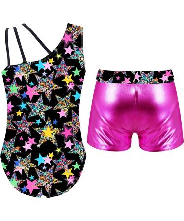 Yihuimin Kids Girls Metallic Gymnastics Leotard with Shorts - Starry Black 4T - Buy Online on SooperMarket.com