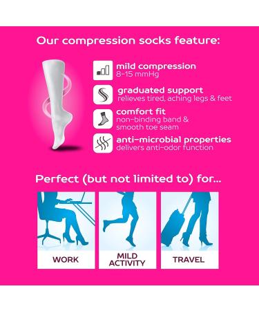 Dr. Motion Compression Socks for Men & Women - Best Graduated Athletic Fit for Walking, Hiking, Running, Nurses - 5 Pairs Women Multi #6 - Buy Online on SooperMarket.com