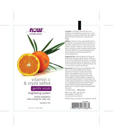 Now Foods Vitamin C Gentle Scrub with Oryza Sativa - 4 fl oz (118 ml) - Buy Online on SooperMarket.com