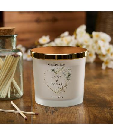 Personalised Large Double Wick Wedding Candle Gift with Gold Leaf (White Musk and Vanilla) - Buy Online on SooperMarket.com