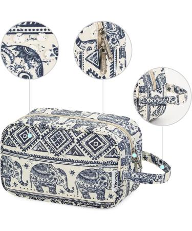 Women's Travel Toiletry Wash Bag | Dopp Kit Makeup Organizer for Cosmetics | Elephant Print - Buy Online on SooperMarket.com