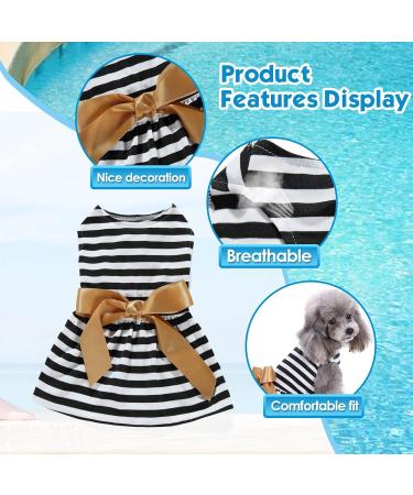 Elegant Petcute Dog Dress - Summer Tutu for Little Dogs with Bowknot & Flower Design | XS Black & White Stripes - Buy Online on SooperMarket.com