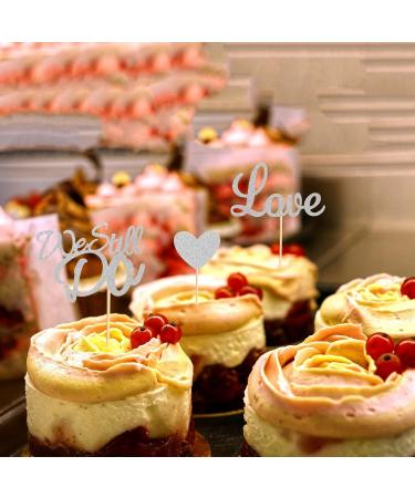 Arthsdite 24Pcs We Still Do Cupcake Toppers Glitter Love Heart Marriage Anniversary Cupcake Picks Bridal Shower Wedding Engagement Birthday Cake Decorations Supplies - Silver Glitter Silver Cupcake Toppers - Buy Online on SooperMarket.com