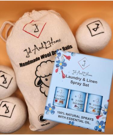 New Laundry and Linen Spray Set - 100% Pure Essential Oils | Freshen Fabrics & Linens | Eco-Friendly with Wool Dryer Balls | Petel Fresh Still Breeze Citrus Clean - Buy Online on SooperMarket.com