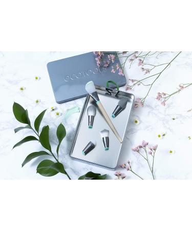 EcoTools Wake Up + Glow Makeup Brush Set with Beauty Blender, Silicone Applicator, Face Mask Brush, Eye Roller - 6 Pc Set - Buy Online on SooperMarket.com