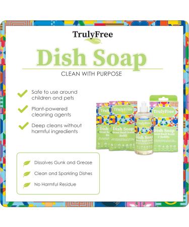 Truly Free Natural Dishwashing Liquid - Plant-Based Sweet Basil Dish Soap | 2 Refill Packs & 1 Refillable Bottle Starter Kit | Eco-Friendly International Shipping - Buy Online on SooperMarket.com