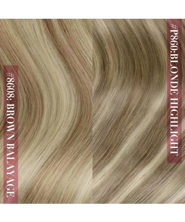 Youngsee 40 cm Clip In Extensions - Real Remy Hair Light Brown & Blonde 120g (7 Pieces) - Buy Online on SooperMarket.com