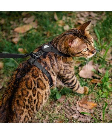 VKPETFR Cat Harness and Leash Set Escape Proof for Walking Adjustable Cute Kitten Harness Leash with Airtag Holder for Small Large Cats Lightweight Soft Walking Travel Harness (Black) - Buy Online on SooperMarket.com