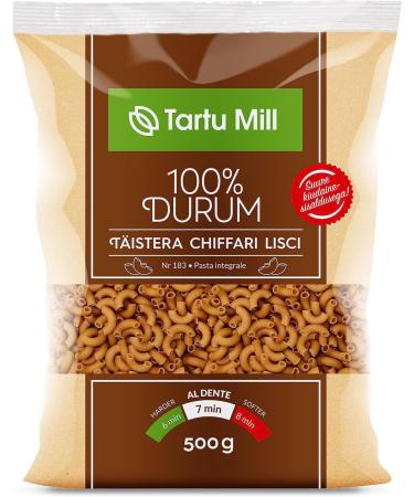 Whole Grain CHIFFARI LISCI Pasta Dry 100% Durum Wheat Premium Semolina Macaroni Tartu Mill Nr 183 (x2 CHIFFARI LISCI 500g) 1Kg - Buy Online on SooperMarket.com