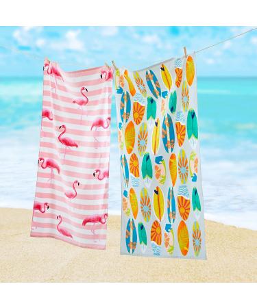 Kids Surfboards Pattern 100% Cotton Beach Towel - 30 x 60 Quick-Dry & Absorbent for Bath, Pool, Camping & Travel - Boys & Girls - Buy Online on SooperMarket.com
