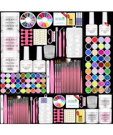 Saviland Acrylic Nail Kit - Professional Acrylic Nail Kit with Everything for Beginners 36 Glitter Colors Acrylic Powder Set with Nail Brushes Acrylic Nail Supplies for DIY Nail Extension Complete Starter Set