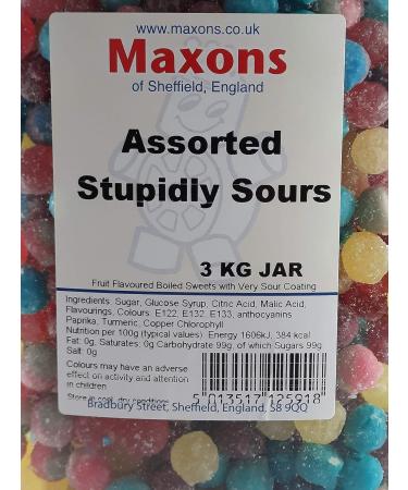 Maxons Ltd Assorted Stupidly Sour Balls 3Kg - Buy Online on SooperMarket.com