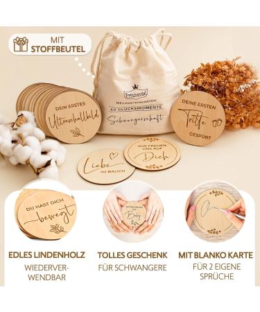 Prinzental 40 Milestone Cards for Pregnancy | Engraved Wooden Photo Cards | Perfect for 9 Months (German) - International Shipping Available - Buy Online on SooperMarket.com