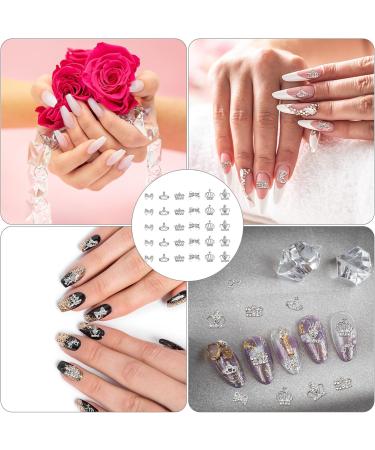 30-Piece Mixed-Style 3D Nail Art Rhinestones Set - Coloured Diamonds DIY Nail Decoration Kit with Crown, Butterfly, and Jewellery Alloy Accessories - Buy Online on SooperMarket.com