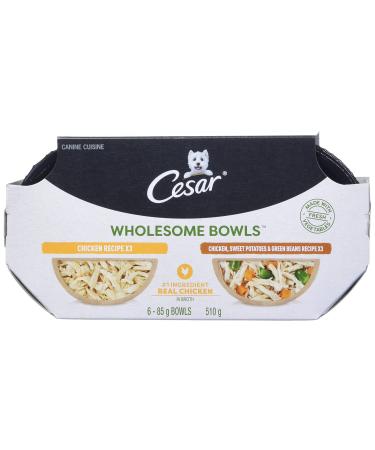 CESAR Wholesome Bowls Wet Dog Food - Chicken - Chicken Sweet Potato & Green Beans 6x85g Variety Pack Chicken - Chicken Sweet Potato & Green Beans 85 g (Pack of 6)