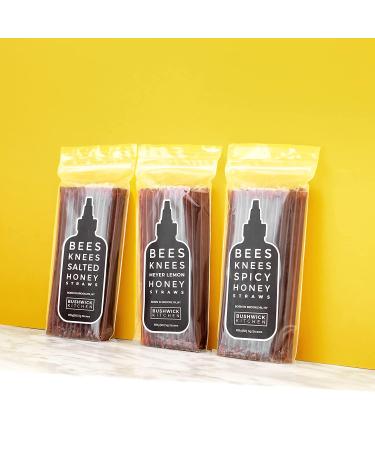 Bees Knees Meyer Lemon Honey Sticks - 50 Wildflower Honey Straws Infused with Citrus | Tea Accessories and Foodie Gifts - Buy Online on SooperMarket.com