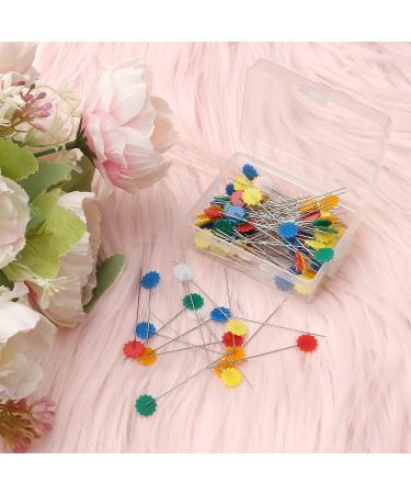 200 Dark Flower Head Straight Sewing Pins for DIY Projects and Quilting - Assorted Colors - Buy Online on SooperMarket.com